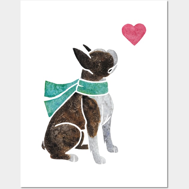 Watercolour Boston Terrier Wall Art by animalartbyjess